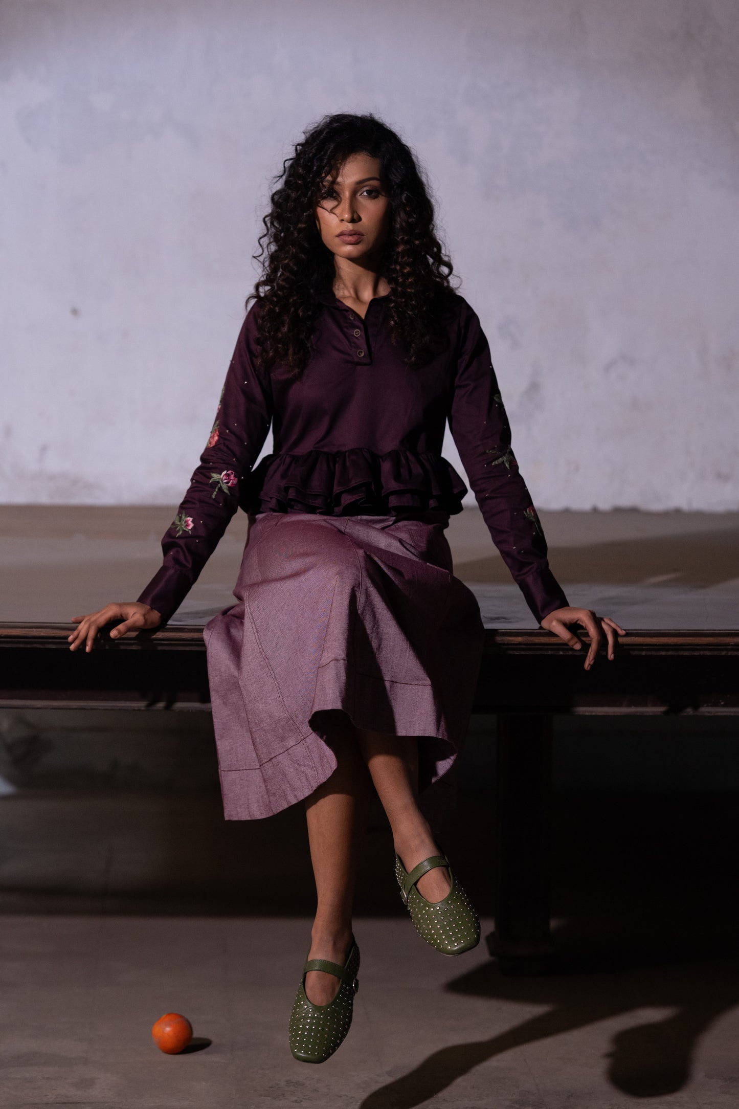 Plum Oxford Skirt
