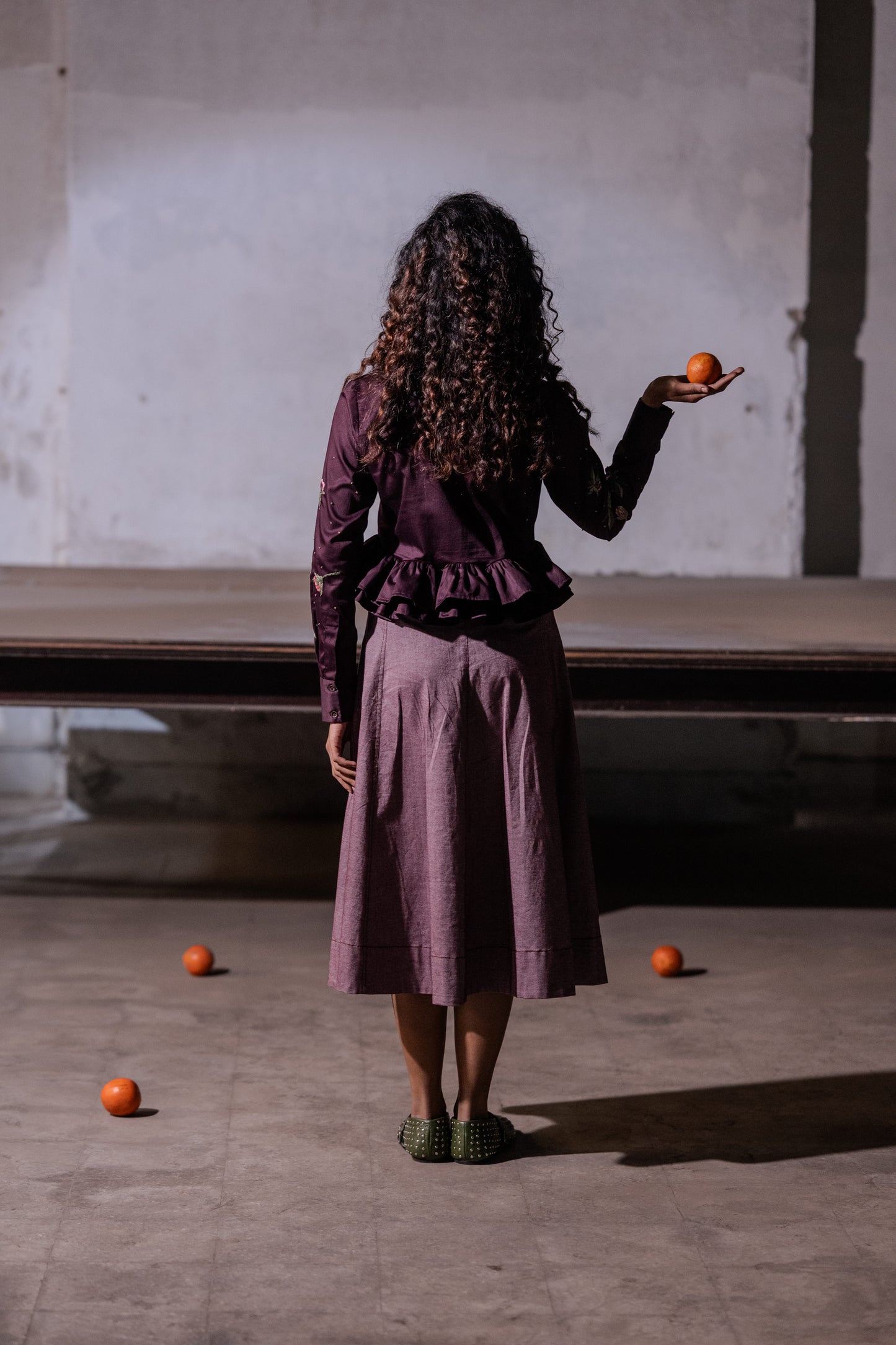 Plum Oxford Skirt